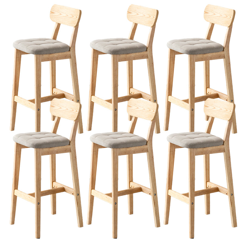 Modern Armless Backrest Counter Stool Oak Wood Cafe Bar Stool with Cushion and Pedal