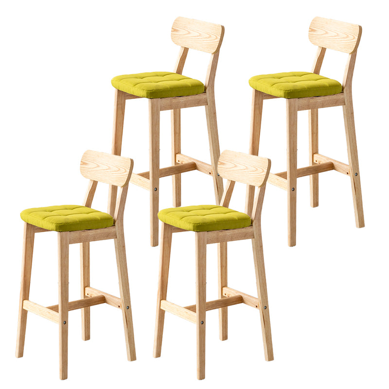 Modern Armless Backrest Counter Stool Oak Wood Cafe Bar Stool with Cushion and Pedal
