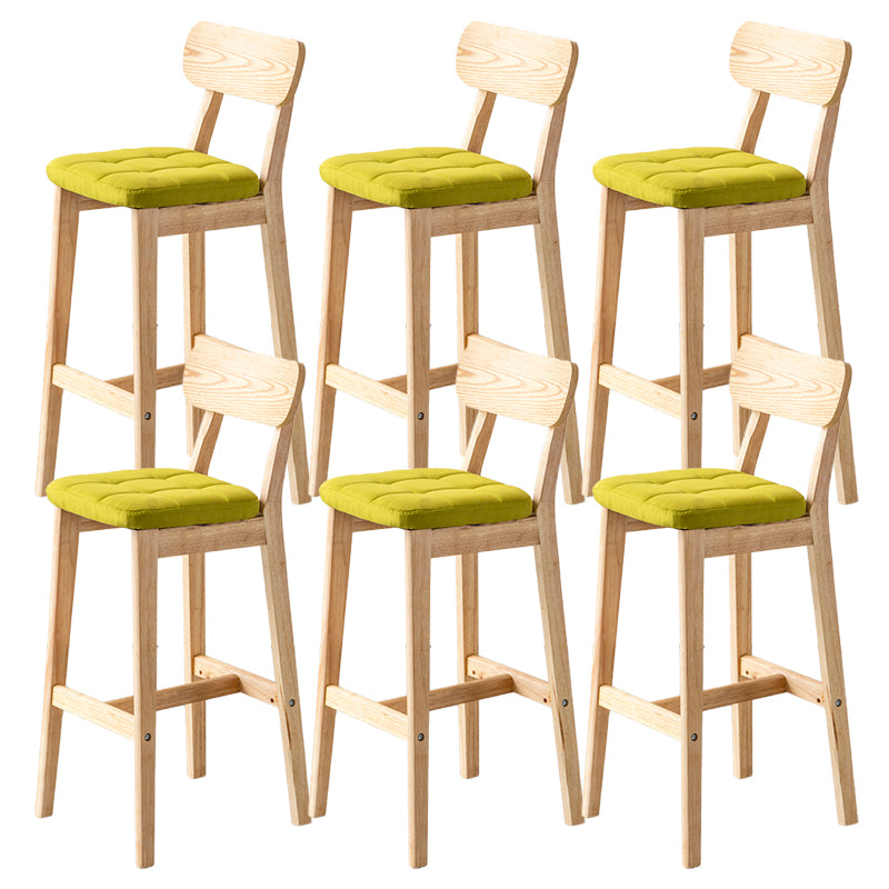 Modern Armless Backrest Counter Stool Oak Wood Cafe Bar Stool with Cushion and Pedal