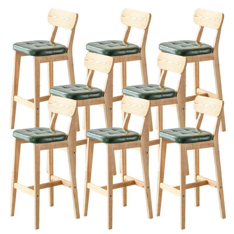 Modern Armless Backrest Counter Stool Oak Wood Cafe Bar Stool with Cushion and Pedal
