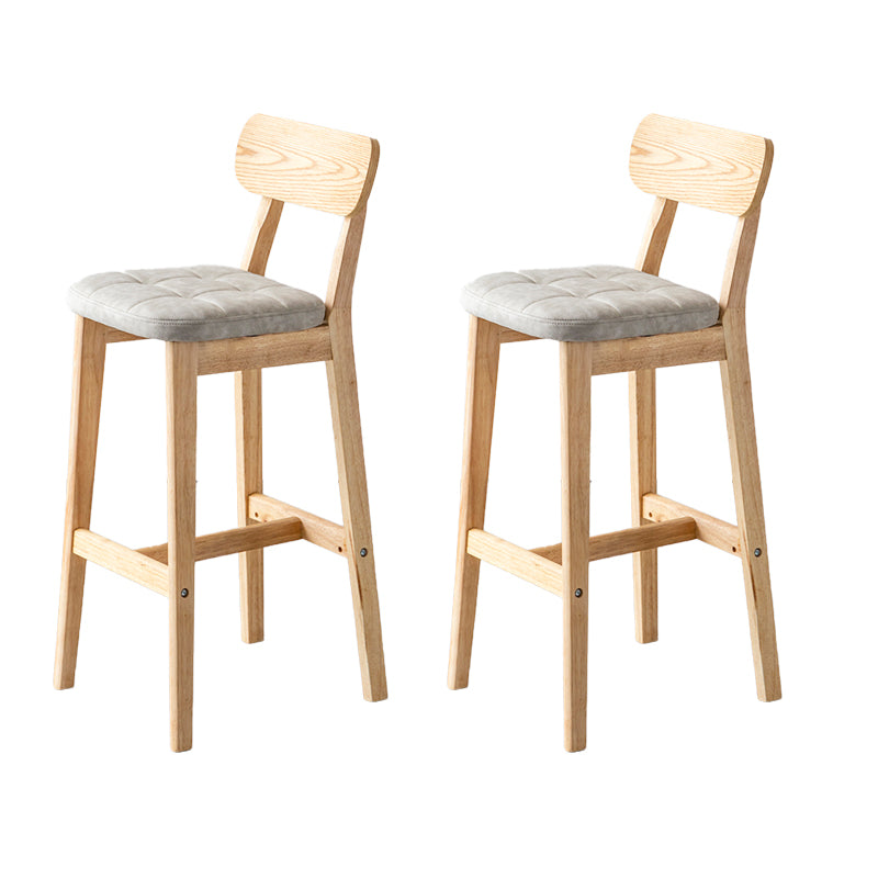 Modern Armless Backrest Counter Stool Oak Wood Cafe Bar Stool with Cushion and Pedal