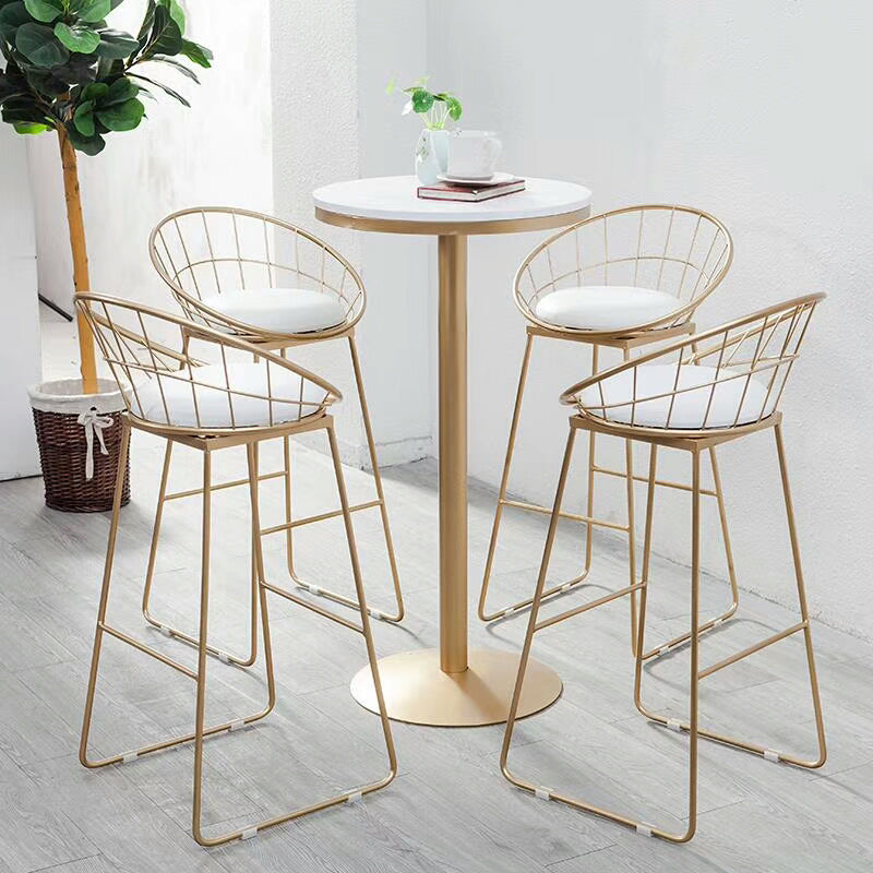 Glam Armless Dining Stool Low Back Bar Stool with Gold Metal Base
