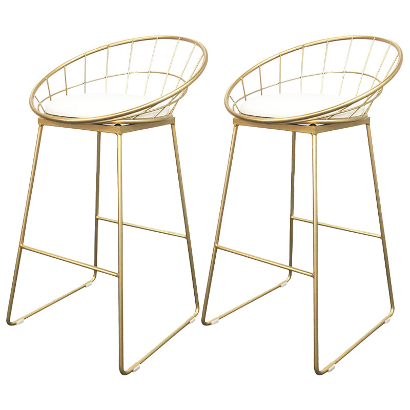 Glam Armless Dining Stool Low Back Bar Stool with Gold Metal Base