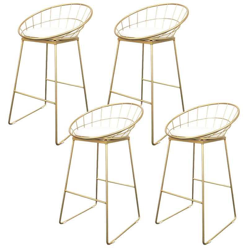 Glam Armless Dining Stool Low Back Bar Stool with Gold Metal Base