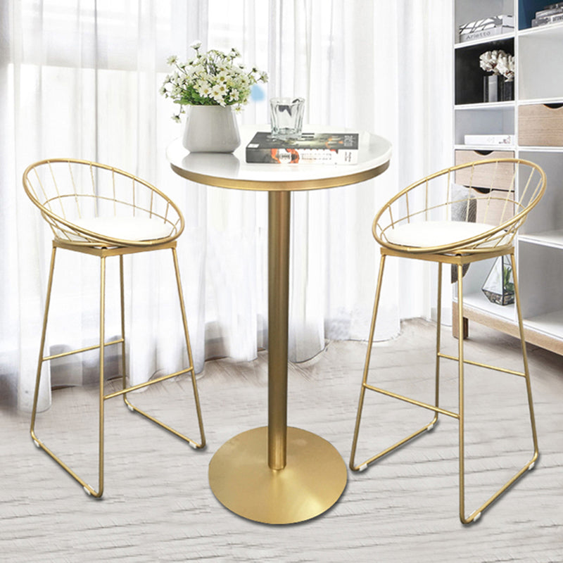 Glam Armless Dining Stool Low Back Bar Stool with Gold Metal Base