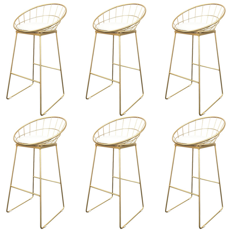 Glam Armless Dining Stool Low Back Bar Stool with Gold Metal Base