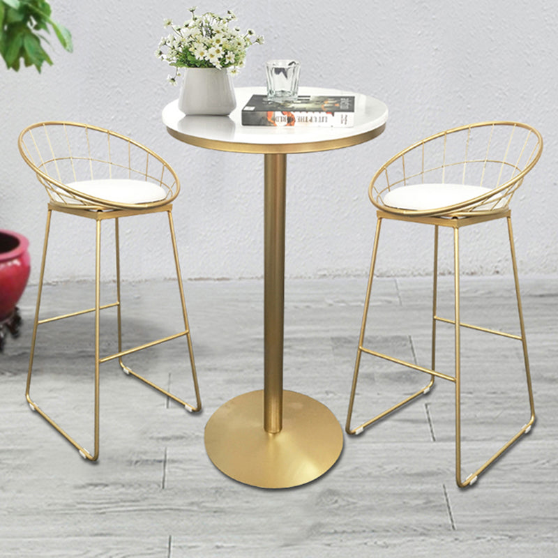 Glam Armless Dining Stool Low Back Bar Stool with Gold Metal Base