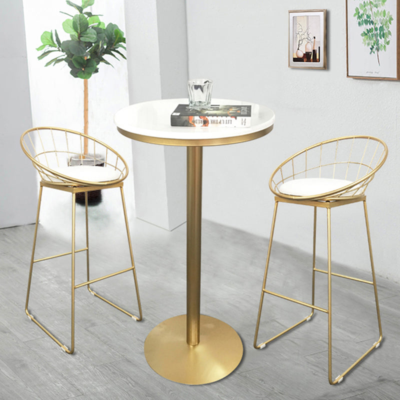 Glam Armless Dining Stool Low Back Bar Stool with Gold Metal Base