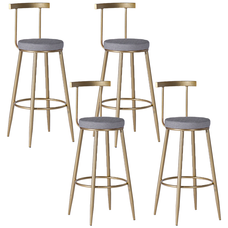 Glam Armless Dining Stool Low Back Bar Stool with Gold Metal Base