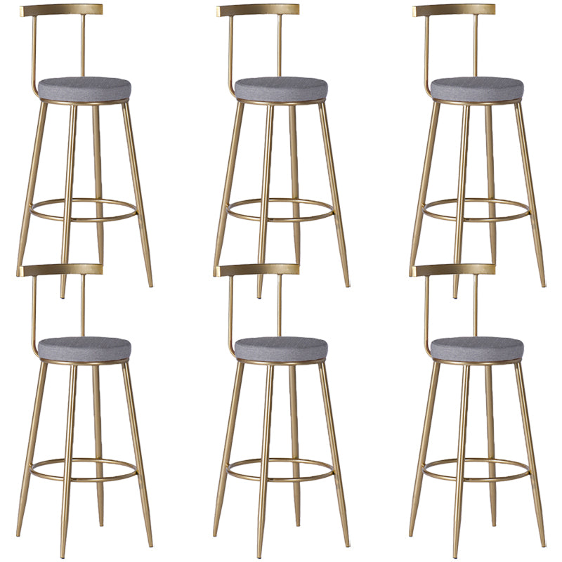 Glam Armless Dining Stool Low Back Bar Stool with Gold Metal Base