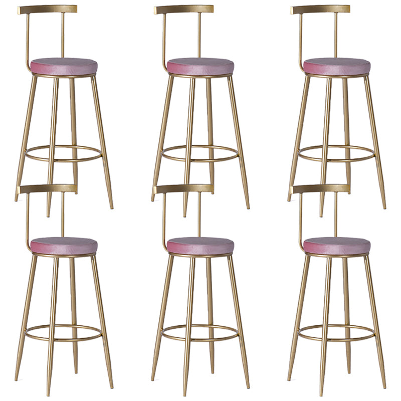 Glam Armless Dining Stool Low Back Bar Stool with Gold Metal Base