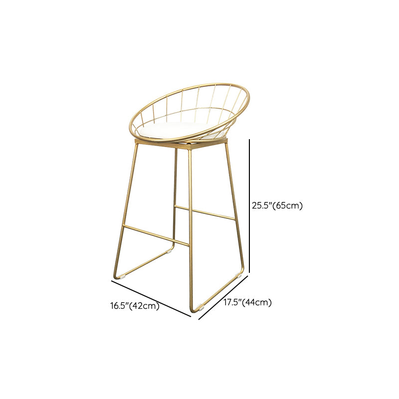 Glam Armless Dining Stool Low Back Bar Stool with Gold Metal Base