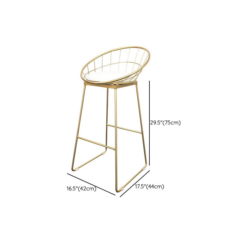 Glam Armless Dining Stool Low Back Bar Stool with Gold Metal Base
