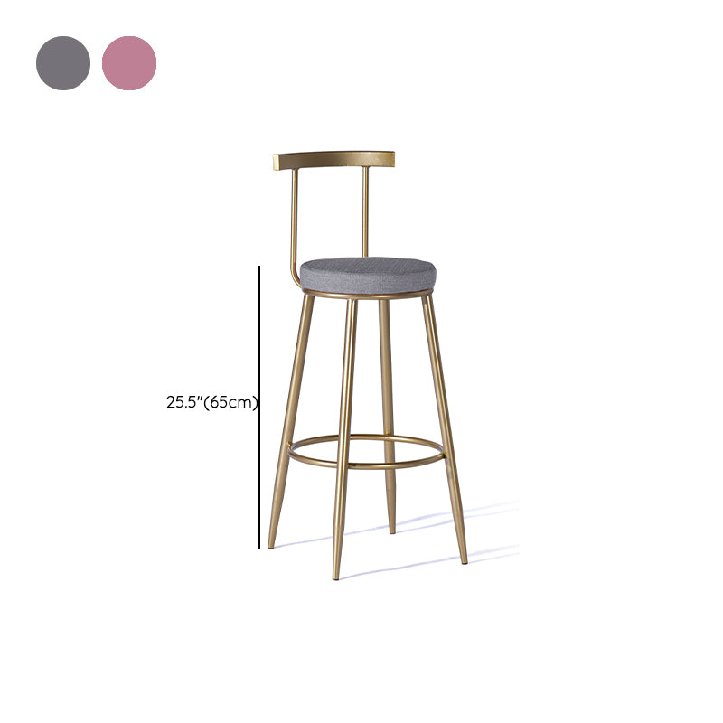 Glam Armless Dining Stool Low Back Bar Stool with Gold Metal Base