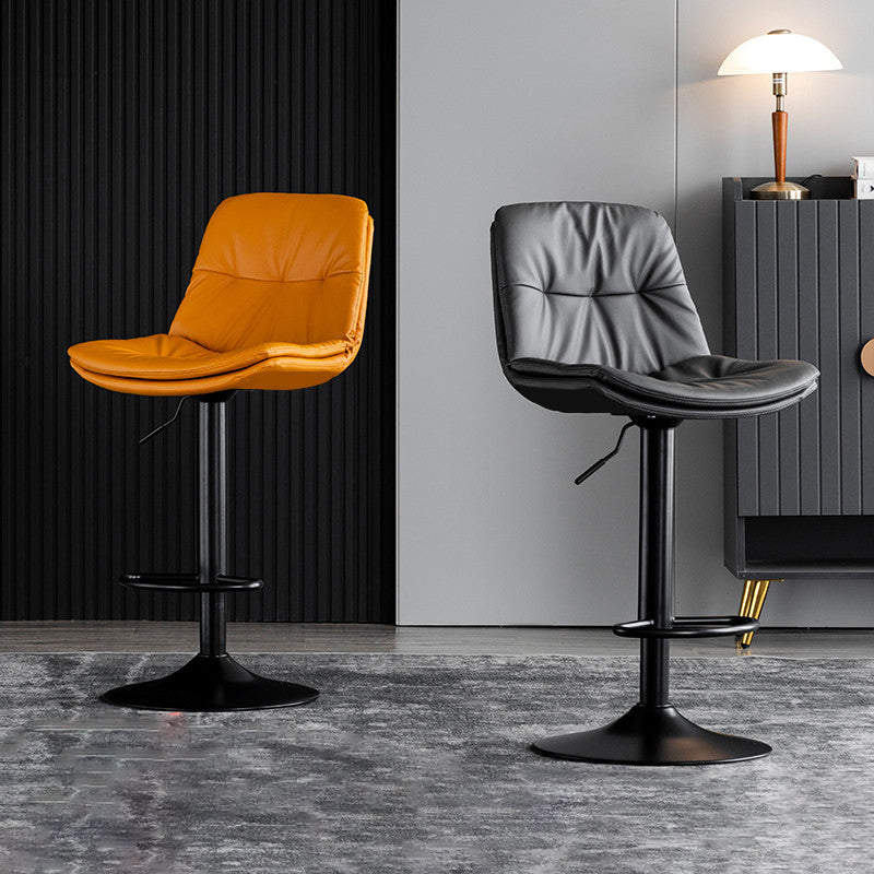 Swivel Adjustable Height Bar Stool Industrial Faux Leather Bristol with Footrest