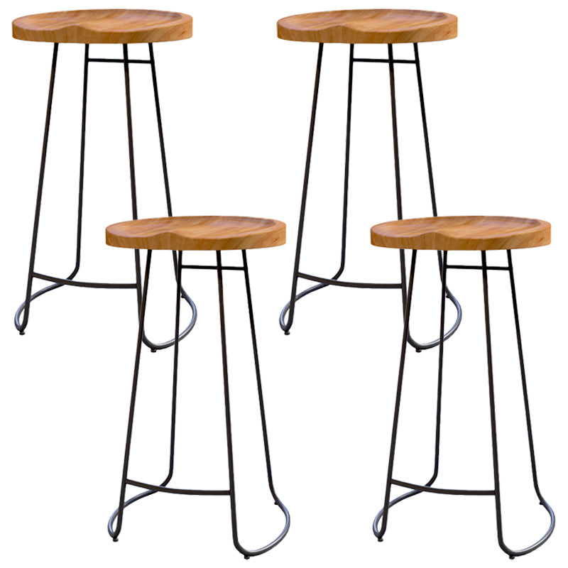 Armless Dining Stools Modern Bar Stools with Black Metal Base