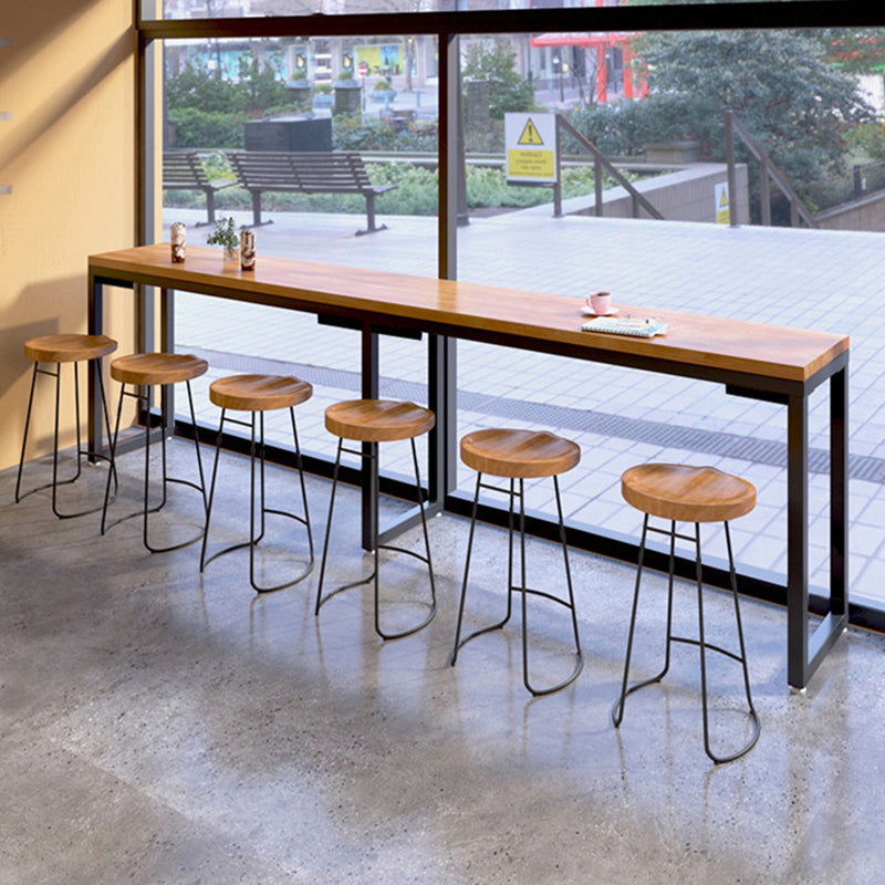 Armless Dining Stools Modern Bar Stools with Black Metal Base