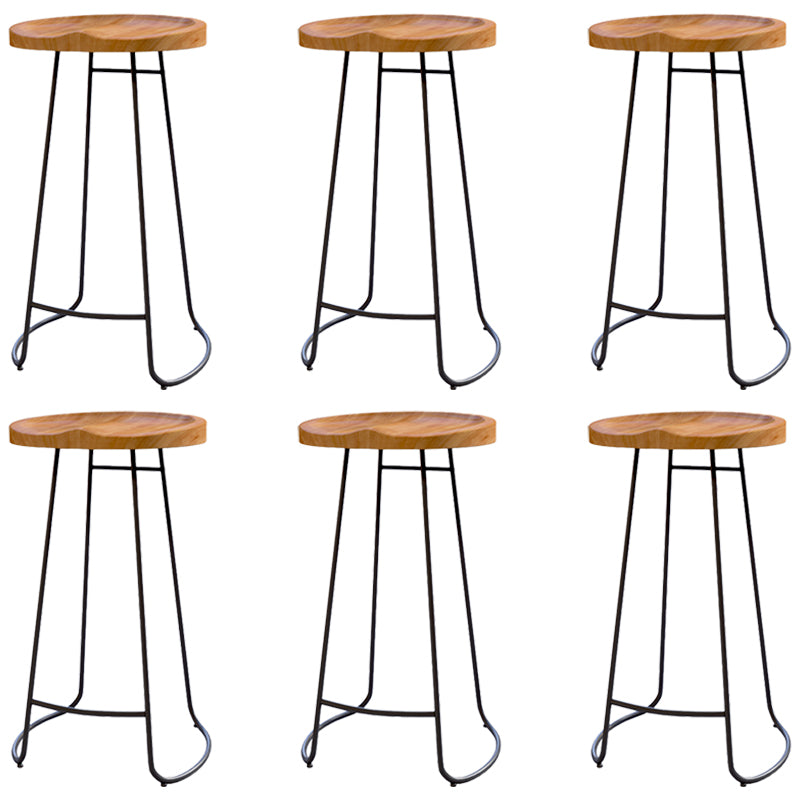 Armless Dining Stools Modern Bar Stools with Black Metal Base