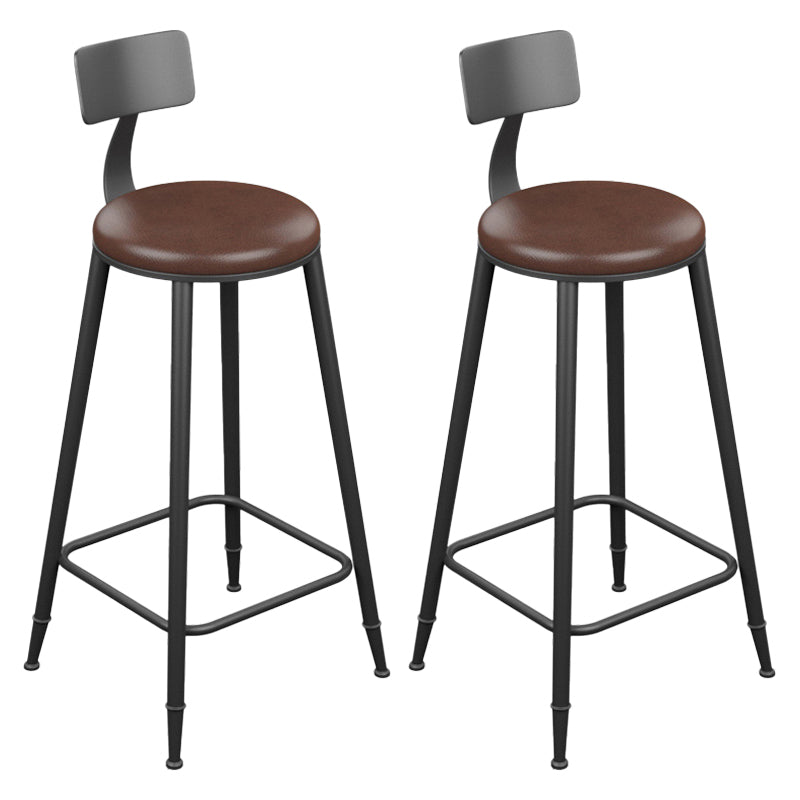 Armless Dining Stools Modern Bar Stools with Black Metal Base