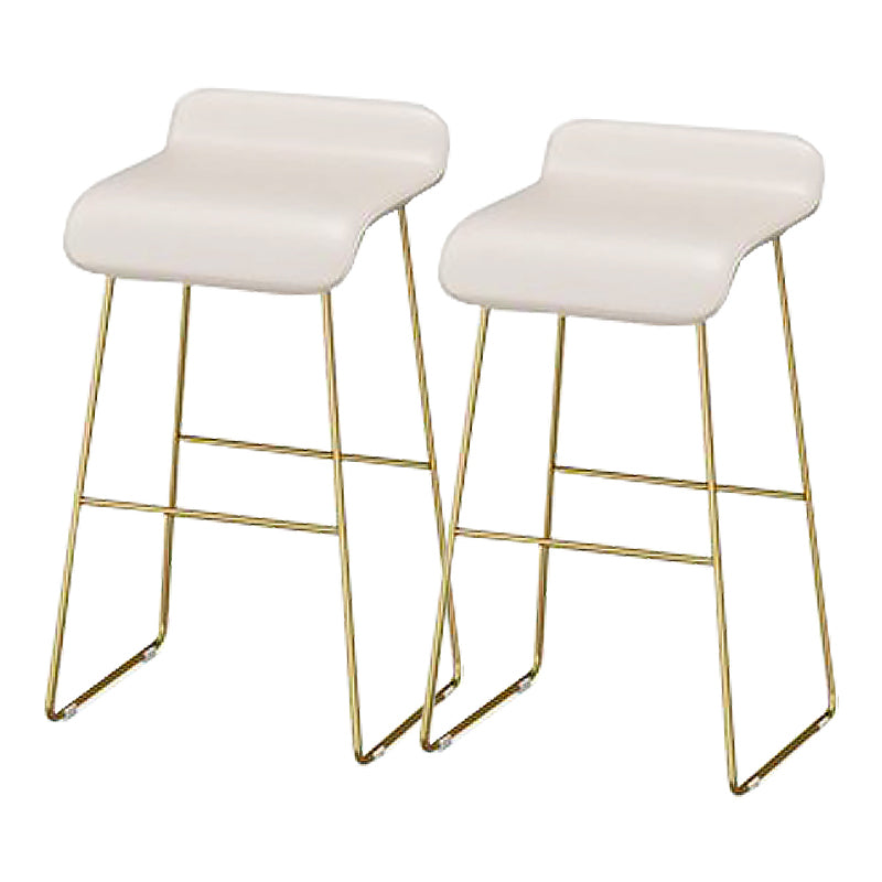 Faux Leather Bar Stool Modern Bar Height Armless Stool with Gold Base