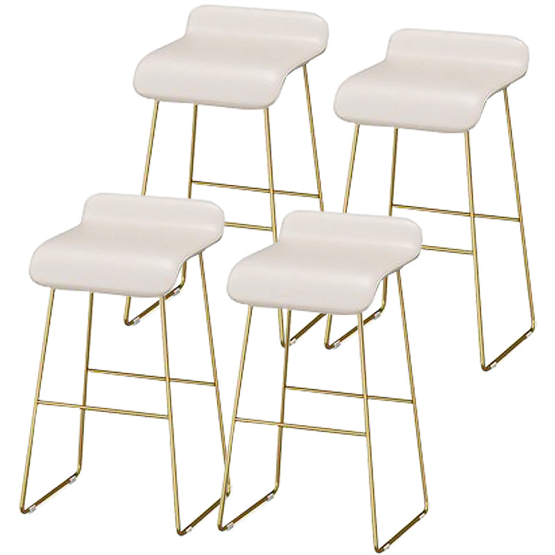 Faux Leather Bar Stool Modern Bar Height Armless Stool with Gold Base