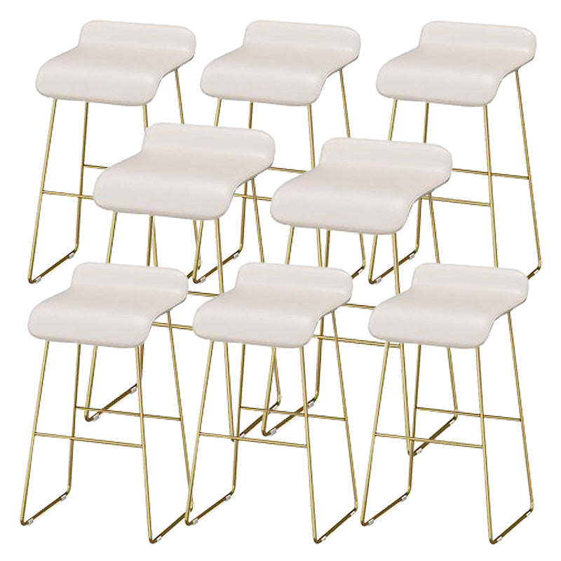 Faux Leather Bar Stool Modern Bar Height Armless Stool with Gold Base