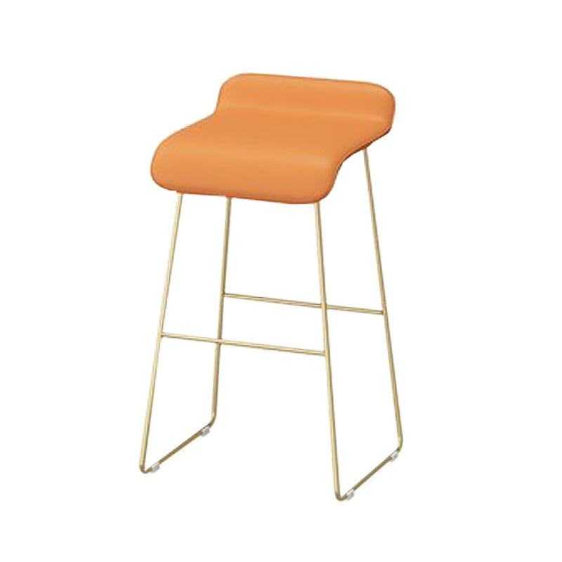 Faux Leather Bar Stool Modern Bar Height Armless Stool with Gold Base