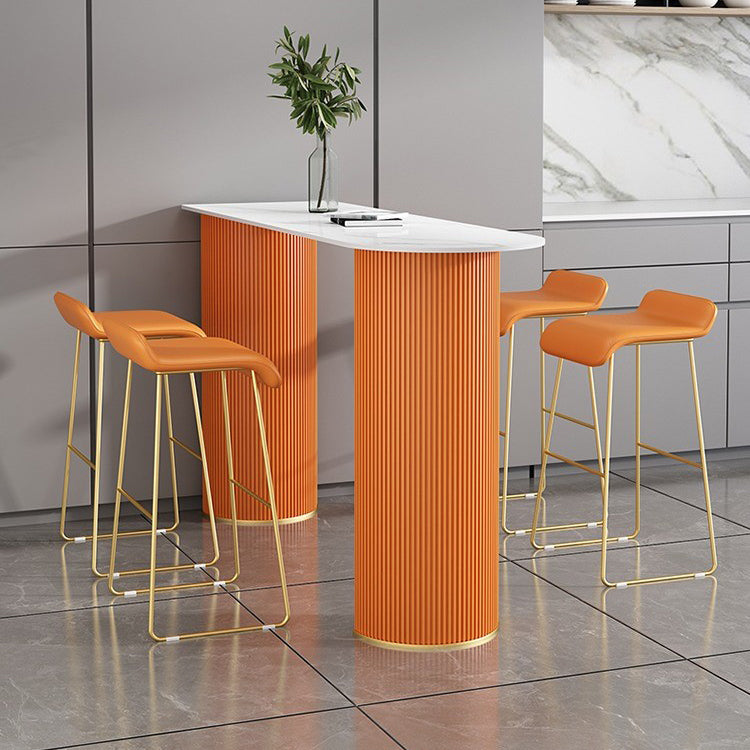 Faux Leather Bar Stool Modern Bar Height Armless Stool with Gold Base