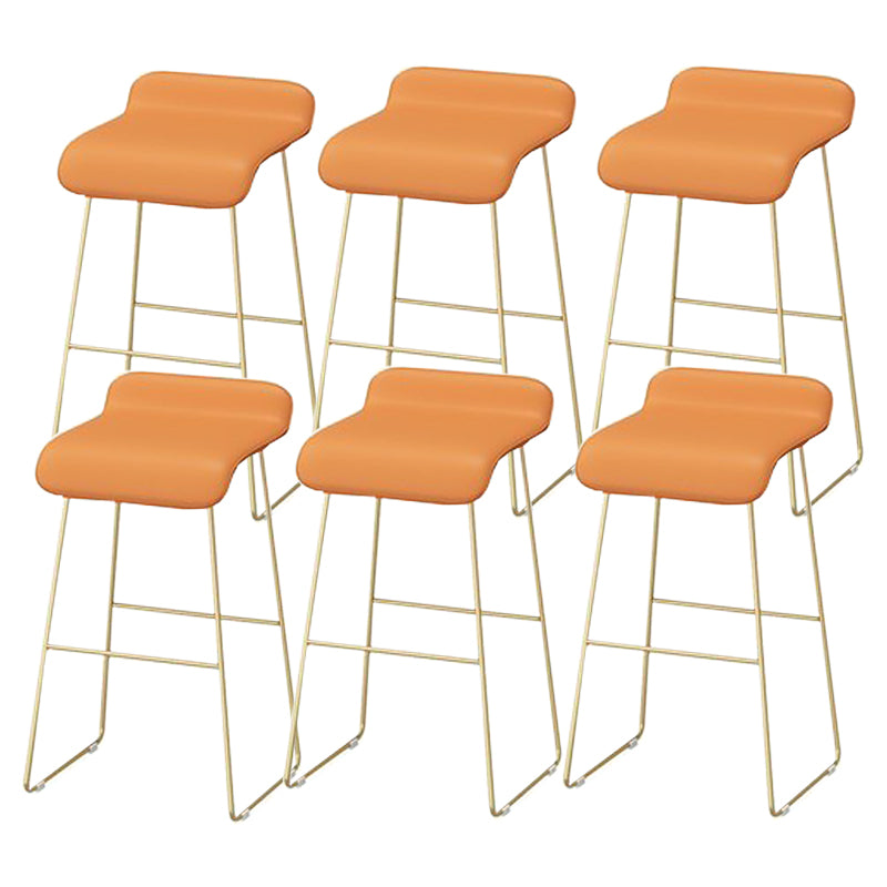 Faux Leather Bar Stool Modern Bar Height Armless Stool with Gold Base