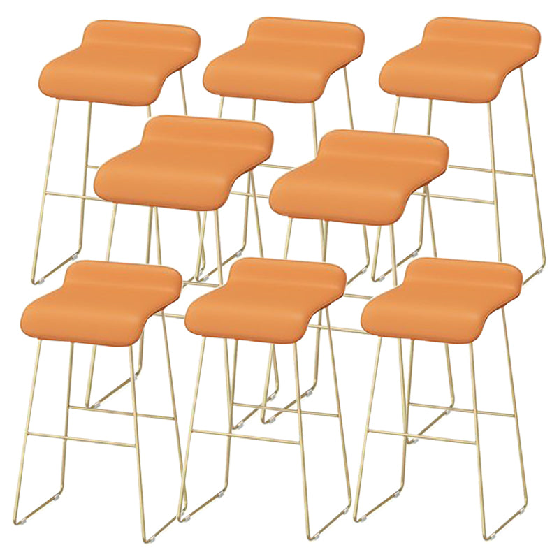 Faux Leather Bar Stool Modern Bar Height Armless Stool with Gold Base