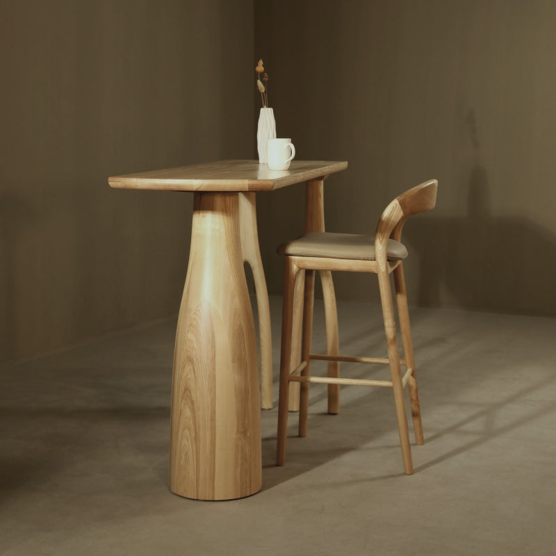 Solid Wood Bar Stools Industrial Bar Height Armless Stool with Low Back