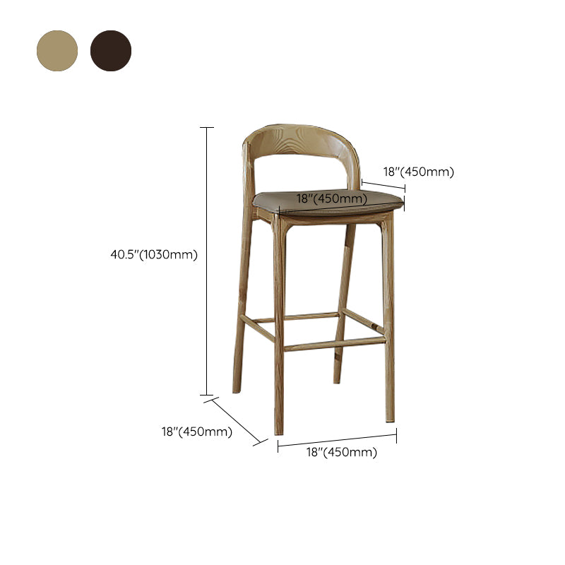 Solid Wood Bar Stools Industrial Bar Height Armless Stool with Low Back