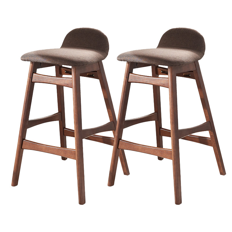 Walnut Solid Wood Bar Stools Industrial Linen Barstools with Low Back