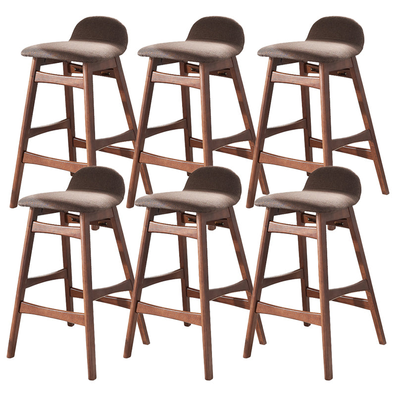 Walnut Solid Wood Bar Stools Industrial Linen Barstools with Low Back