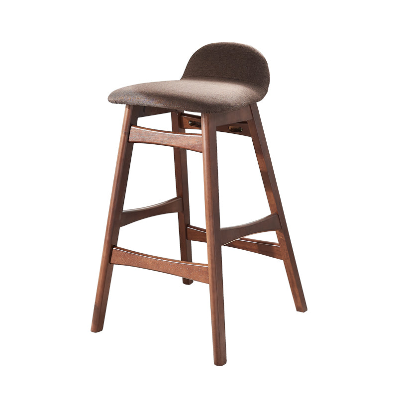 Walnut Solid Wood Bar Stools Industrial Linen Barstools with Low Back