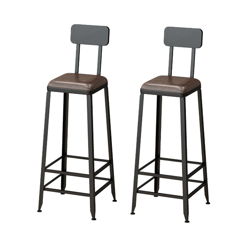 Armless Dining Stool Contemporary Bar Stool with Black Metal Base