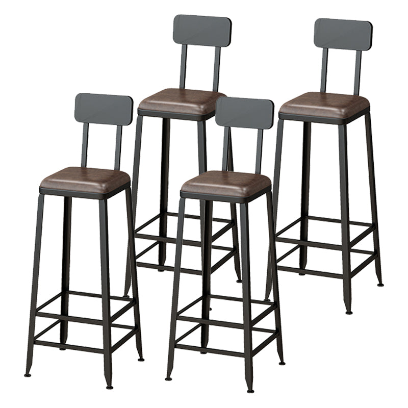Armless Dining Stool Contemporary Bar Stool with Black Metal Base
