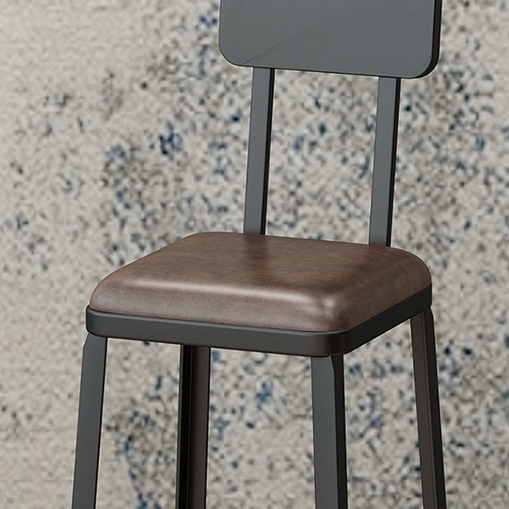 Armless Dining Stool Contemporary Bar Stool with Black Metal Base