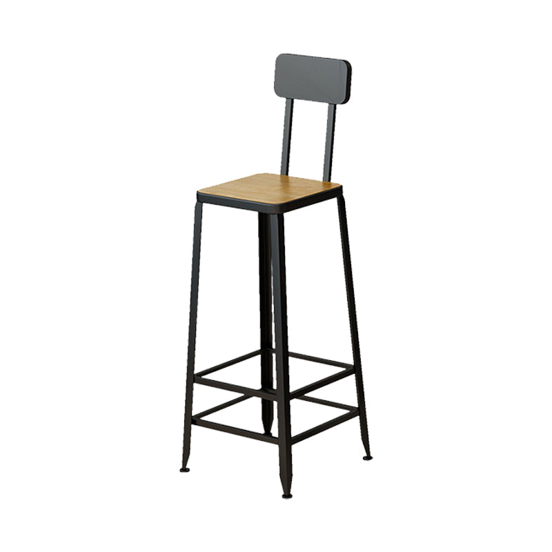 Armless Dining Stool Contemporary Bar Stool with Black Metal Base