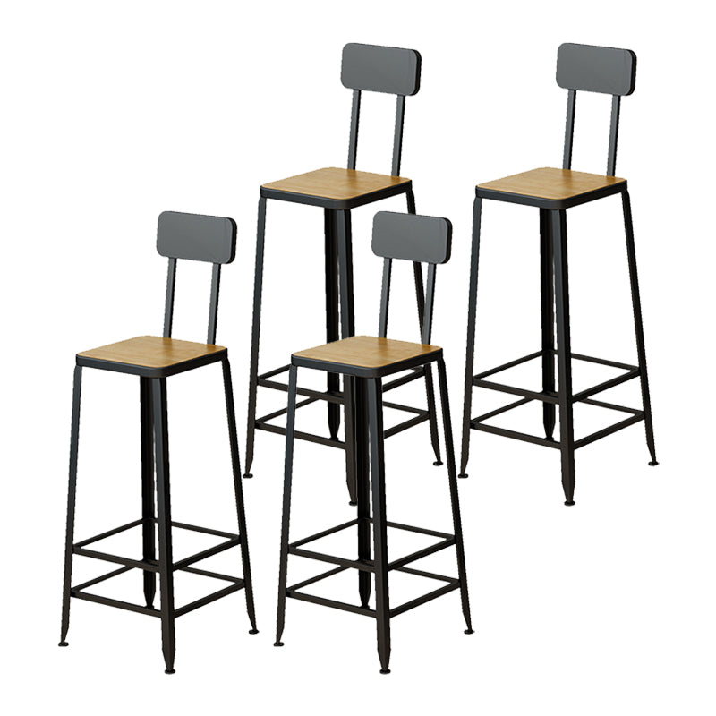 Armless Dining Stool Contemporary Bar Stool with Black Metal Base