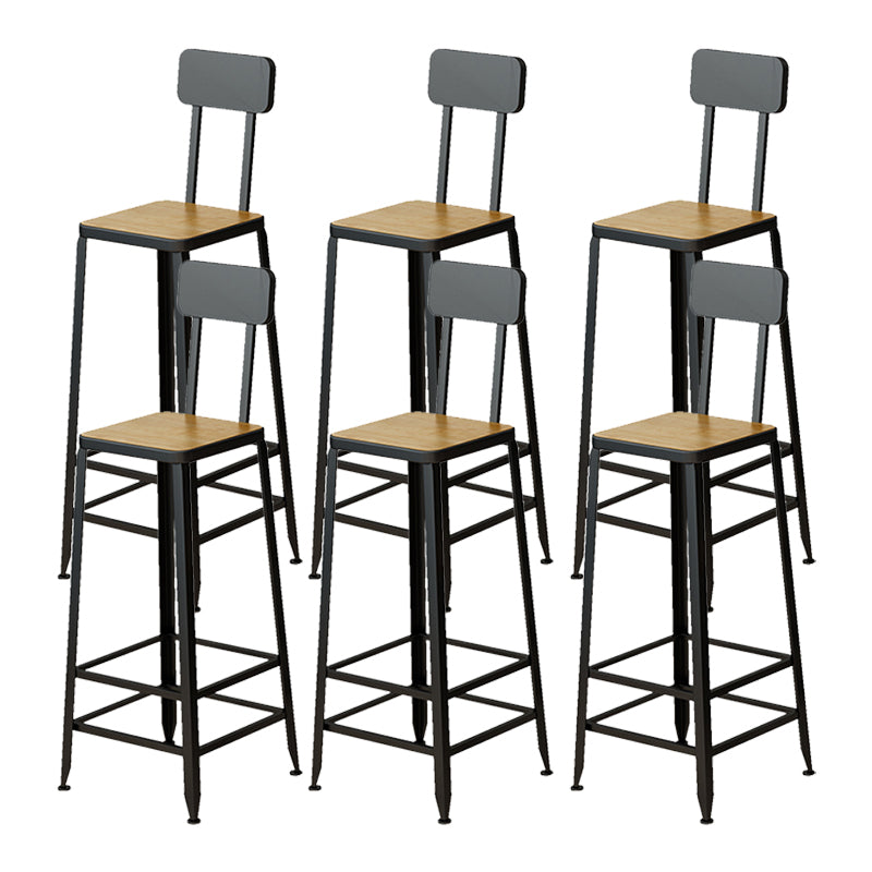 Armless Dining Stool Contemporary Bar Stool with Black Metal Base