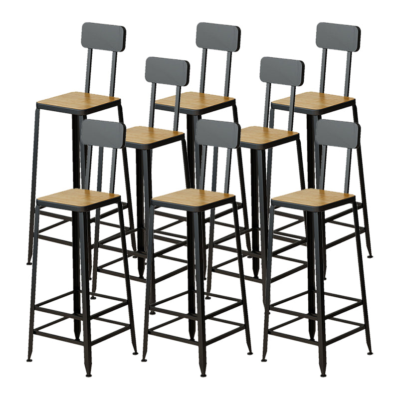 Armless Dining Stool Contemporary Bar Stool with Black Metal Base
