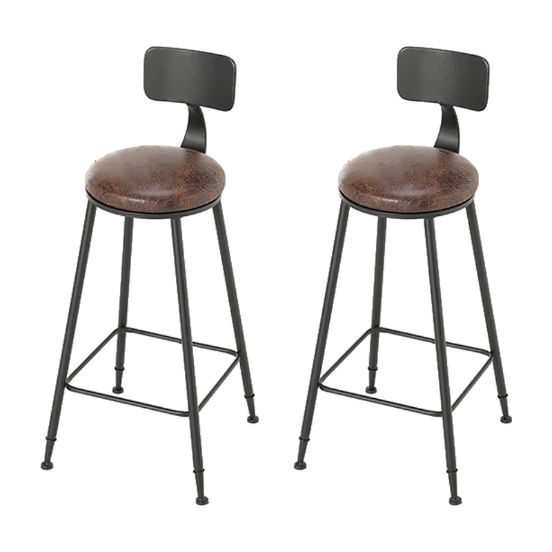 Armless Dining Stool Contemporary Bar Stool with Black Metal Base