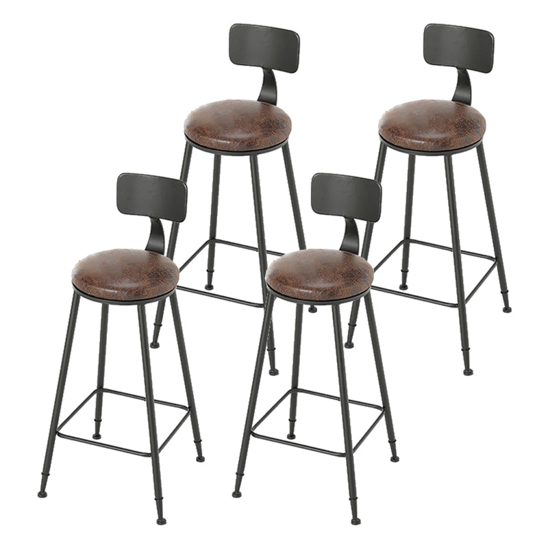 Armless Dining Stool Contemporary Bar Stool with Black Metal Base