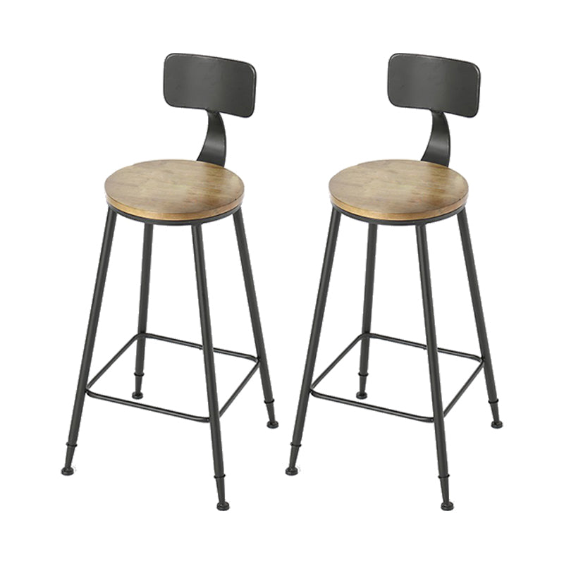 Armless Dining Stool Contemporary Bar Stool with Black Metal Base