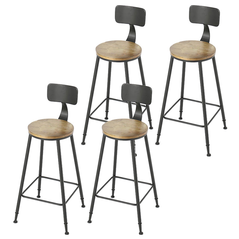 Armless Dining Stool Contemporary Bar Stool with Black Metal Base
