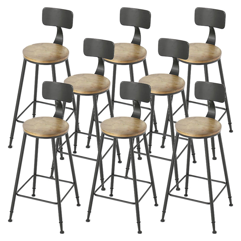 Armless Dining Stool Contemporary Bar Stool with Black Metal Base