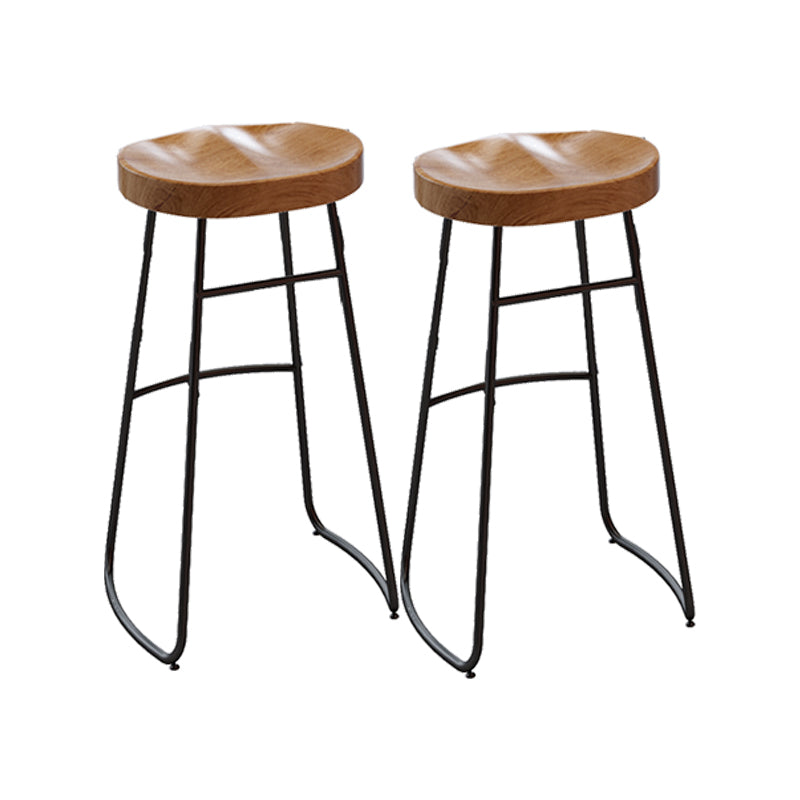 Armless Dining Stool Contemporary Bar Stool with Black Metal Base
