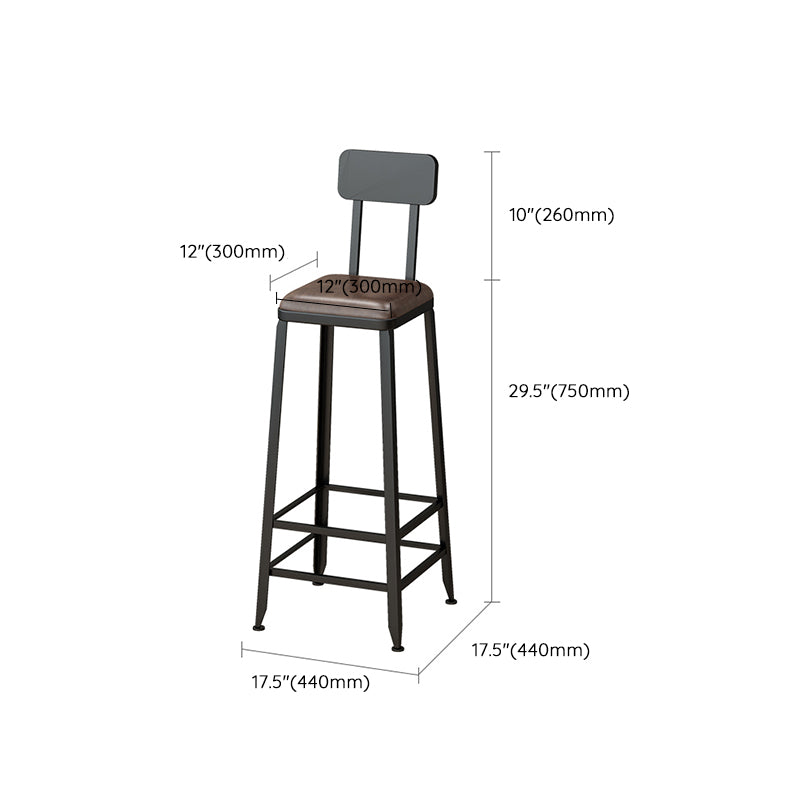 Armless Dining Stool Contemporary Bar Stool with Black Metal Base