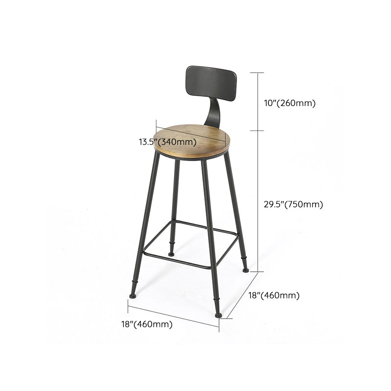 Armless Dining Stool Contemporary Bar Stool with Black Metal Base